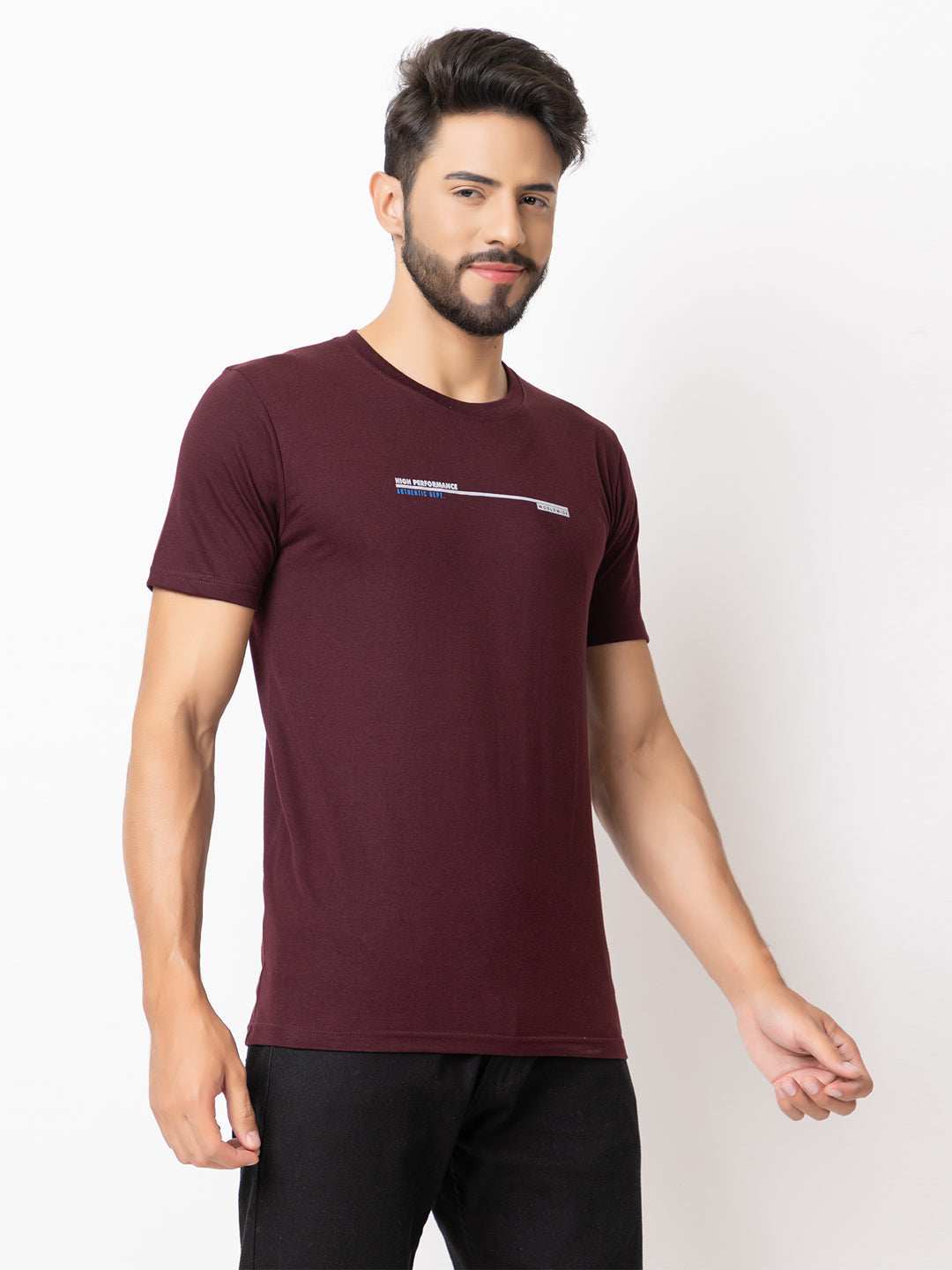 Lexon | Pc Cotton | Round Neck | Half Sleeve | T-shirt For Men (Mehroon)